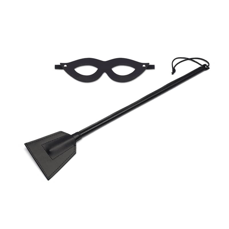 Kit Tiazinha com Máscara e Chicote em Couro Sintético - Sexy Fantasy Linha Sado