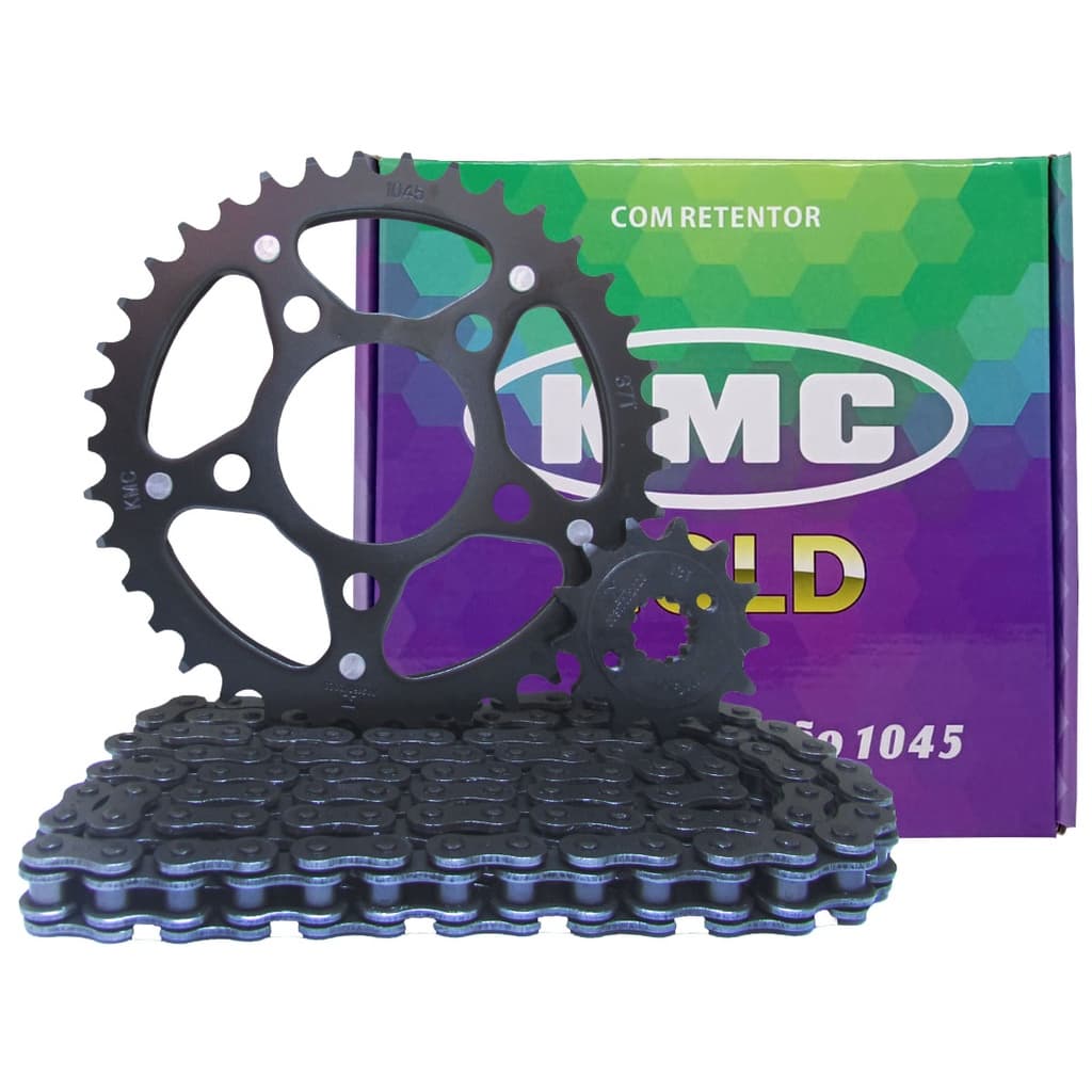 Kit Em Aço Transmissao Twister 250 C/Retentor Kmc Ate 08 - 80452 Completo Coroa Corrente e Pinhão