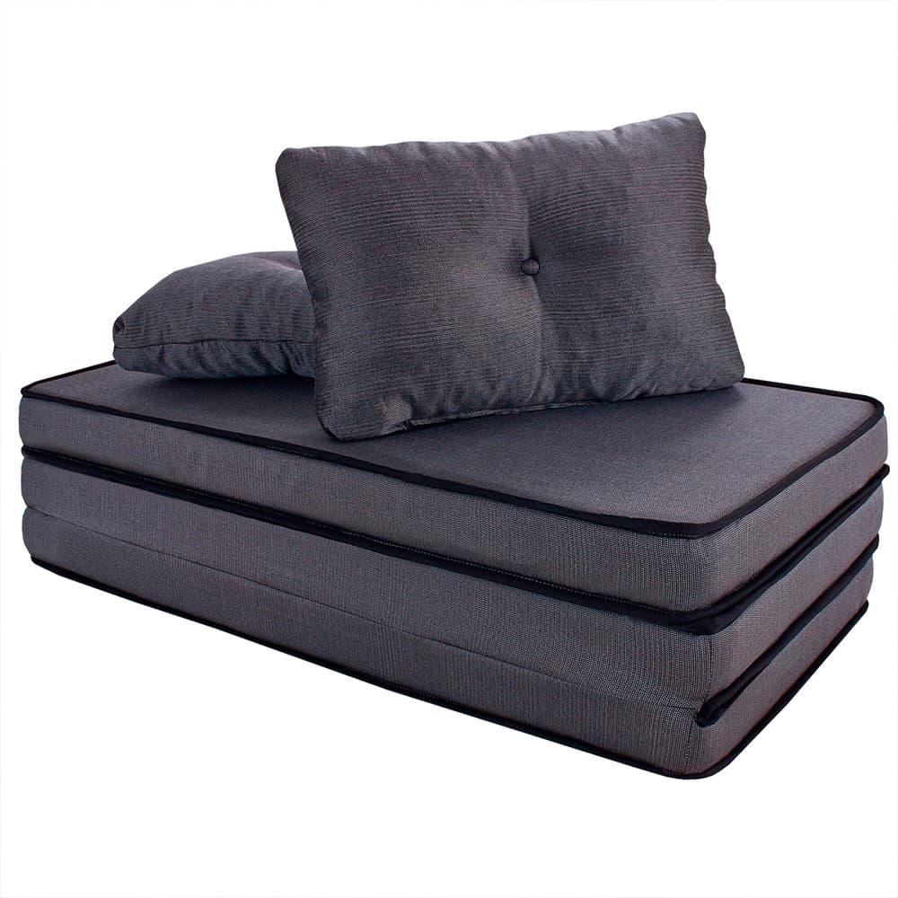 Puff Colchonete Dobrável / Sofa 3 em 1 + 2 Travesseiros Casal BF Colchões
