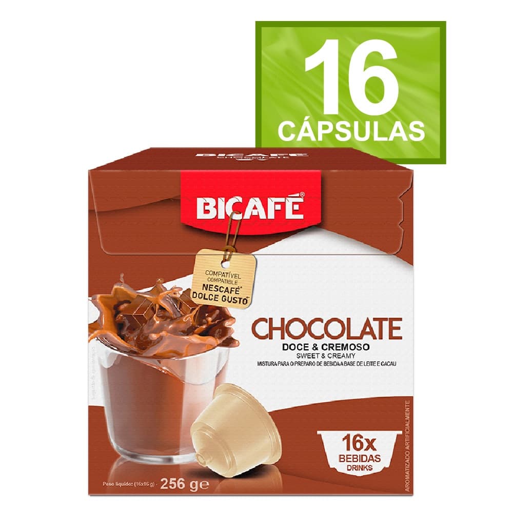 Cápsula Chocolate Quente Bicafé Compatível Máq. Dolce Gusto* 16 Cápsulas Cremoso