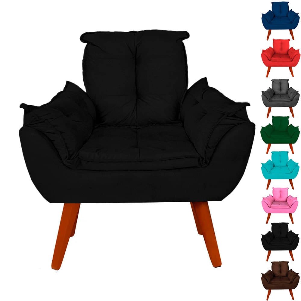 Poltrona Decorativa Opala Suede Cores Pés Palitos Para Escritório Sala De Estar Área De Lazer