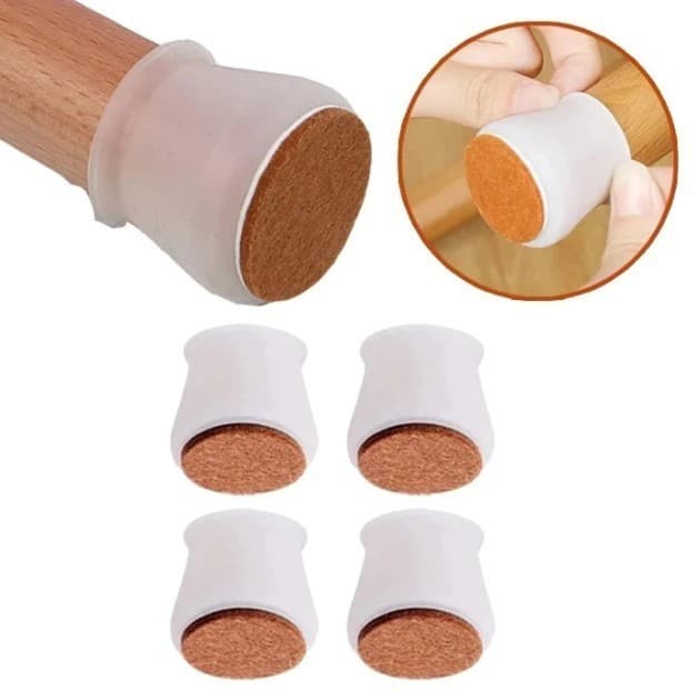 Protetor de Silicone para Pés de Cadeira e Mesa Pés Pezinho Redondo Com Feltro Desliza Fácil