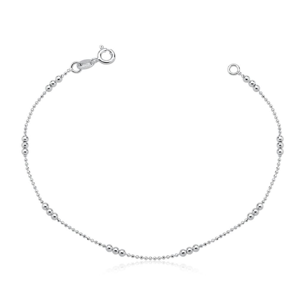 Pulseira Feminina de Prata 925 Diamantada com Bolinhas
