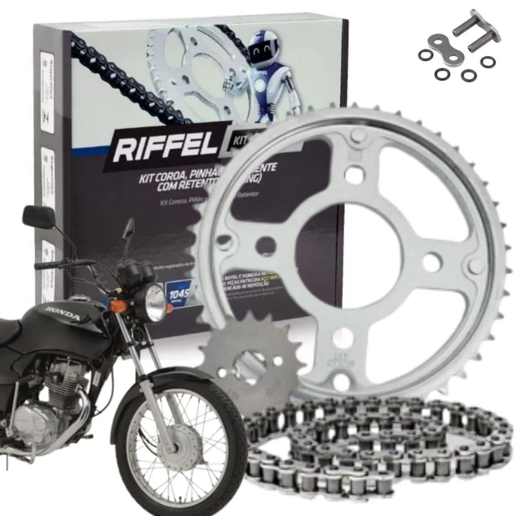 Kit Relação Tração Transmissão Retentor Cg Titan Fan 150 2004 a 2016 Original Riffel