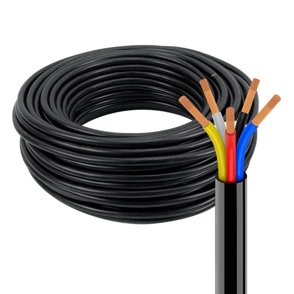 Cabo PP 5 Vias Flexível 100% Cobre 1mm Instalações Caminhões Veículos Leves Alta Resistência