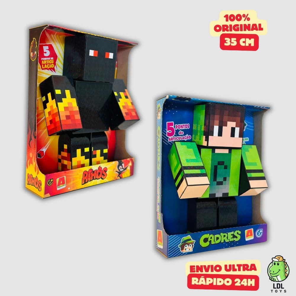 Kit 2 Bonecos Athos + Cadres Gamer Skin Articulado Youtuber 35cm - Algazarra