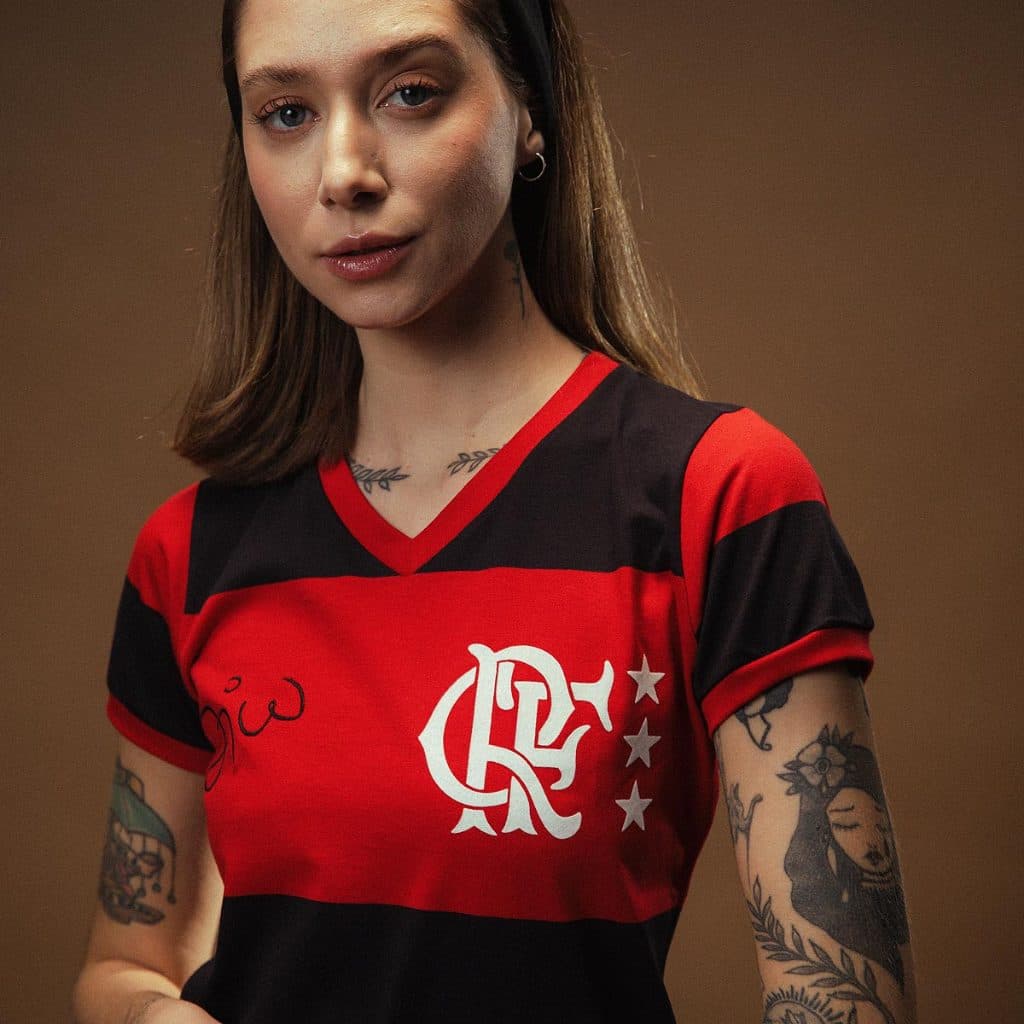 Camisa Flamengo Feminina Retrô Baby Look 1981 Zico Libertadores Oficial