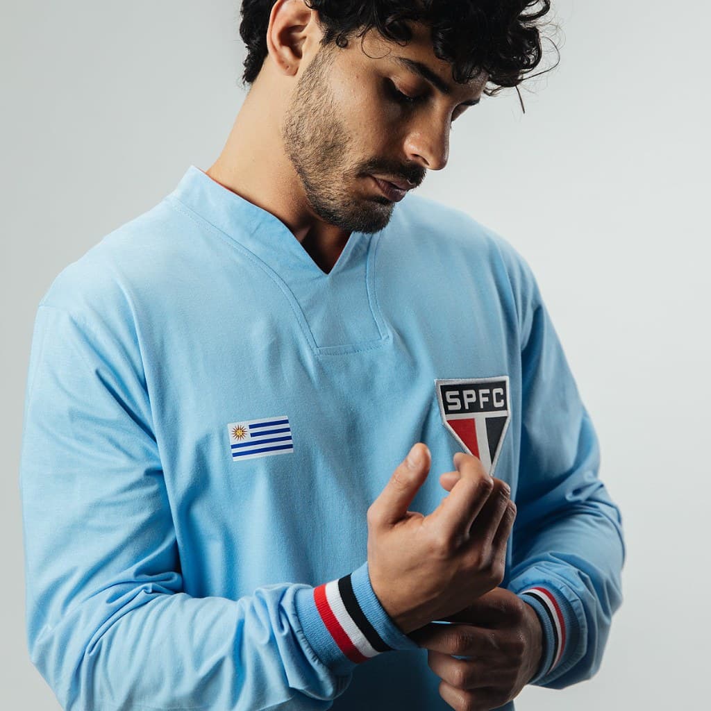 Camisa São Paulo Retrô Uruguai nº 5 Manga Longa Masculina Oficial