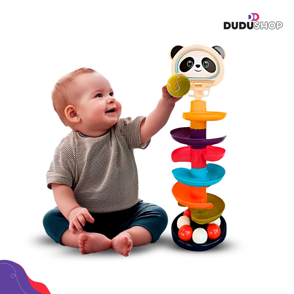 Torre Bolinha Tobogã 7 Voltas Torre Divertida Brinquedo Sensorial Criança Bebês Torre 43cm Presente