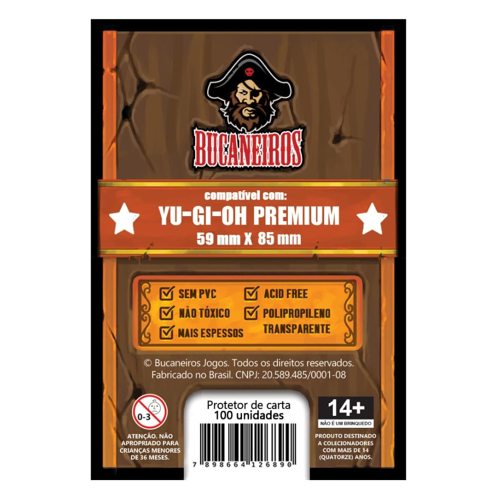 Protetor de Cartas Sleeve YU-GI-OH! Premium 59x85mm Transparente 100un Bucaneiros Protetor pacote