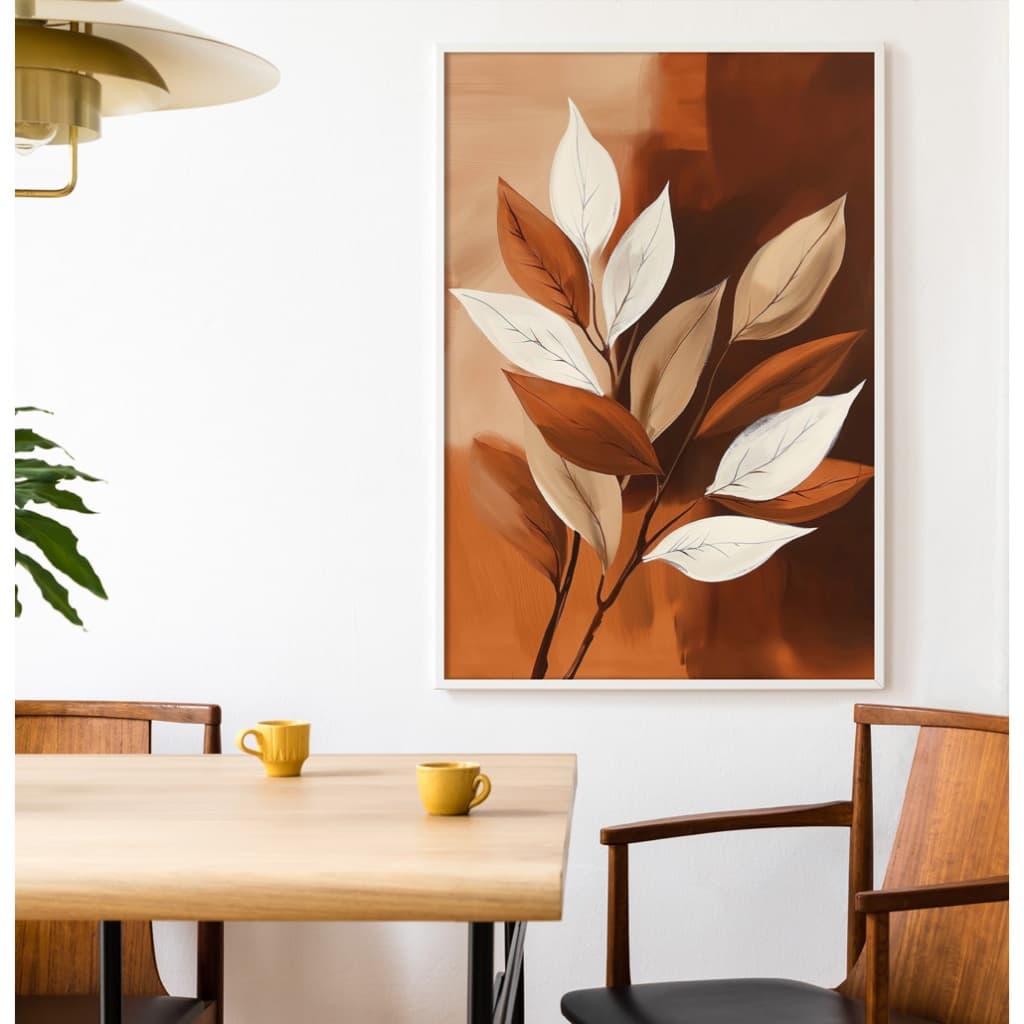 Quadro Folhagem Quadro Com Moldura E Vidro Quadro Decorativo Sala Quarto Pintura Outono Abstrato