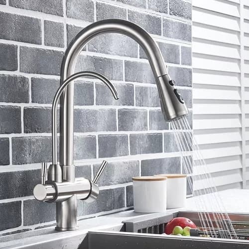 YESOP Torneira Cozinha Gourmet Com Saída Para Filtros Misturador Monocomando Extensível Inox 40cm