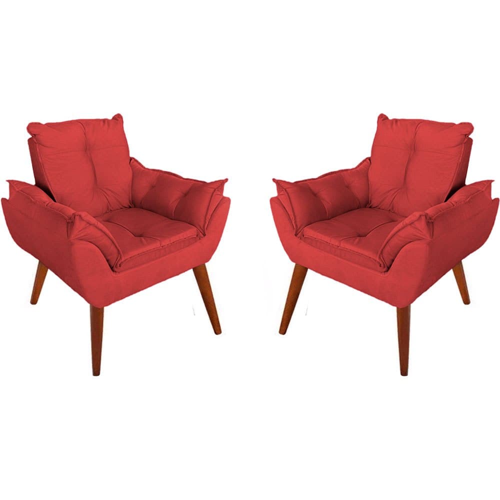 Kit 2 Poltronas Decorativa Cadeira para Sala Confortável e Moderna Opala Suede Cores