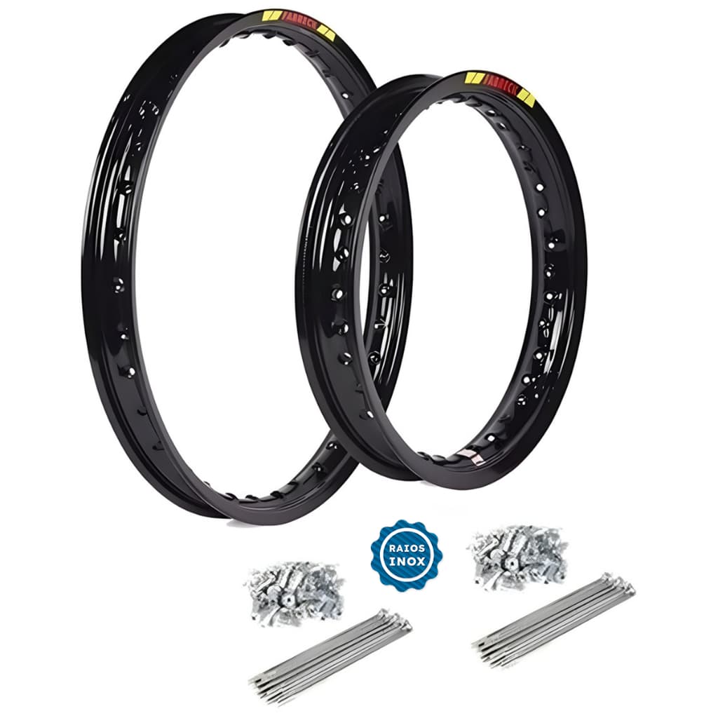 Par Aro Alumínio Biz 100 125 Pop 100 110 Preto C/ Raios Inox