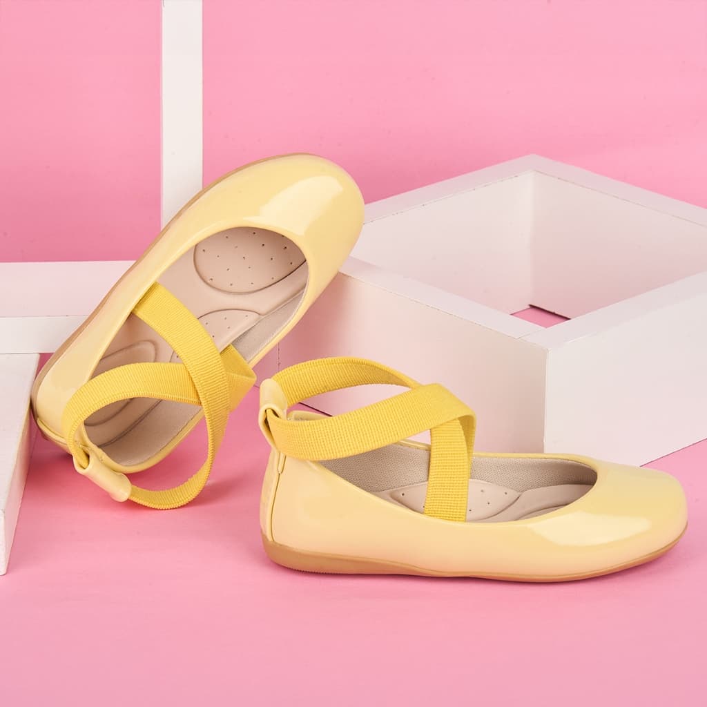 Sapatilha Infantil Elástico Verniz Amarelo Menina 3012