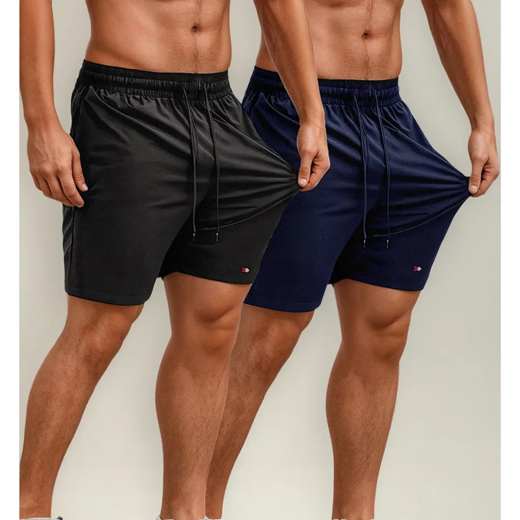 Kit 2 Bermudas Shorts Tactel Elástico Sandrini Dia a Dia Masculinas
