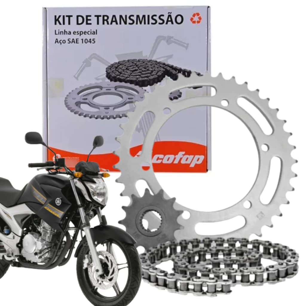 Kit Relação Transmissão Tração Yamaha Fazer 250 2005 à 2016 Original COFAP