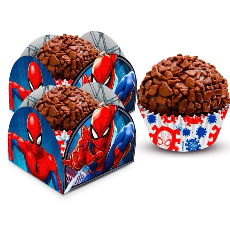 kit Forminhas Decoração festa homem Aranha 150 unidades spider Regina (CHOCO)
