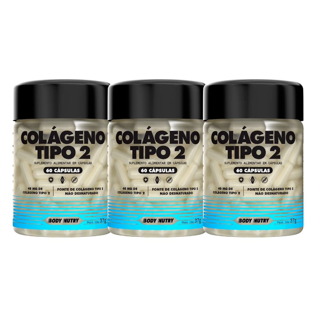 Kit 3x Colageno Tipo 2 Manutenção Das Articulações e Mobilidade Corporal 60 Cápsulas- Body Nutry