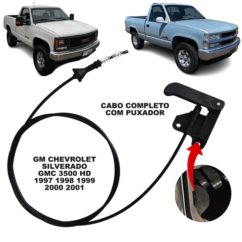 Cabo do Capo Abertura GM Chevrolet Silverado 1997 A 2001 GMC 3500HD Completo com Puxador Novo Com NF