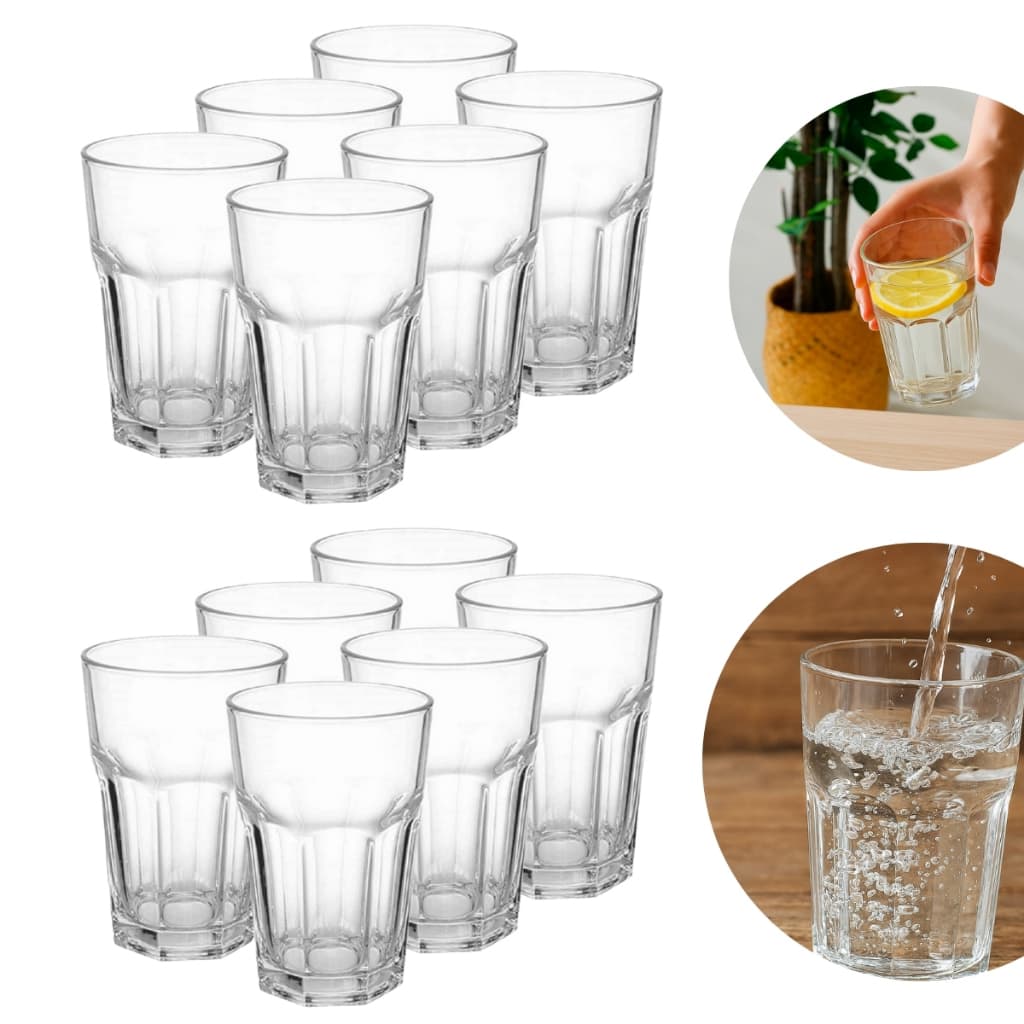 Jogo de Copos 12 Unidades 360ml Vidro Bristol Transparente - Bela Flor
