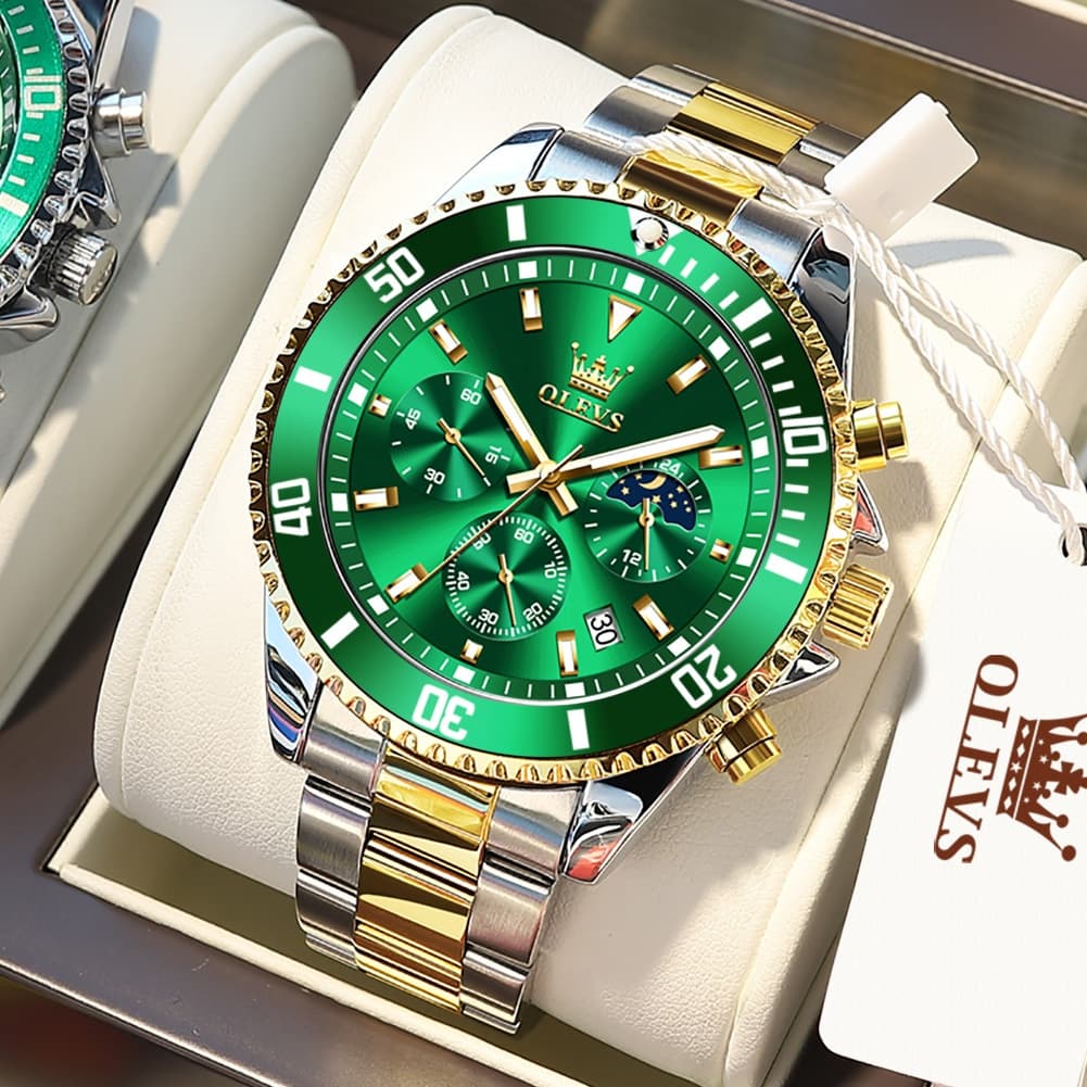 OLEVS Relogio Masculino 2870 Luxo Prova Da água Original Dourado Esportivo De Aço Cronógrafo Quartzo