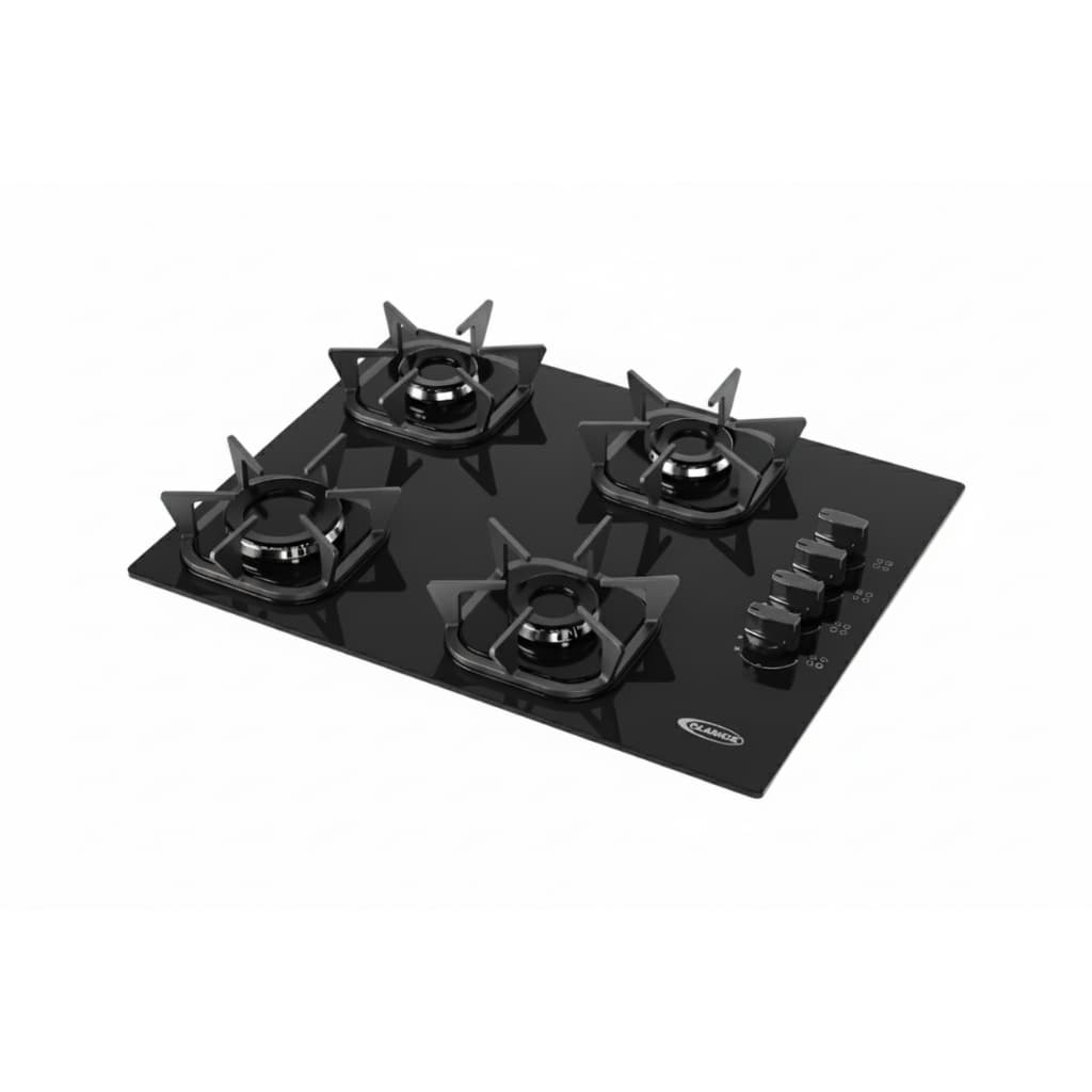 Cooktop Fogão Clarice 4 Bocas Vidro Temperado Preto Base Esmaltada Acendimento Automático - AV
