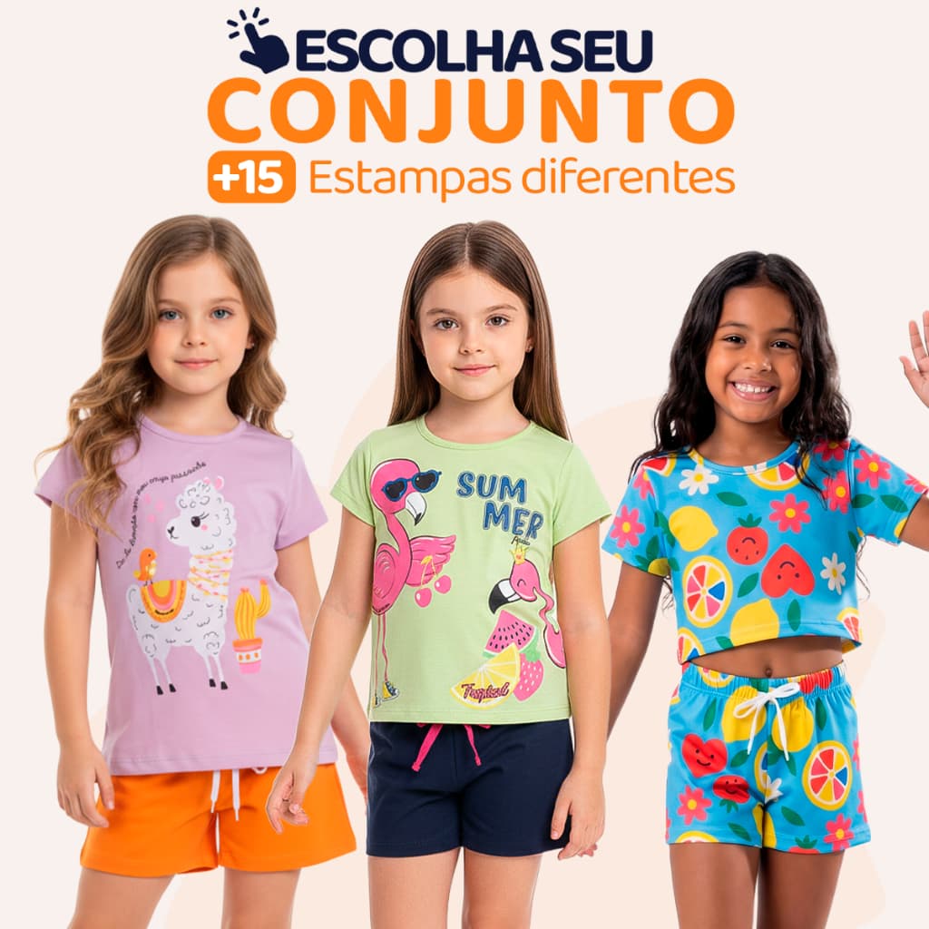 Escolha Seu Conjunto de Menina Infantil Feminino Verão Manga Curta Roupa para Menina de Calor Tamanhos 2 Ao 10 L03