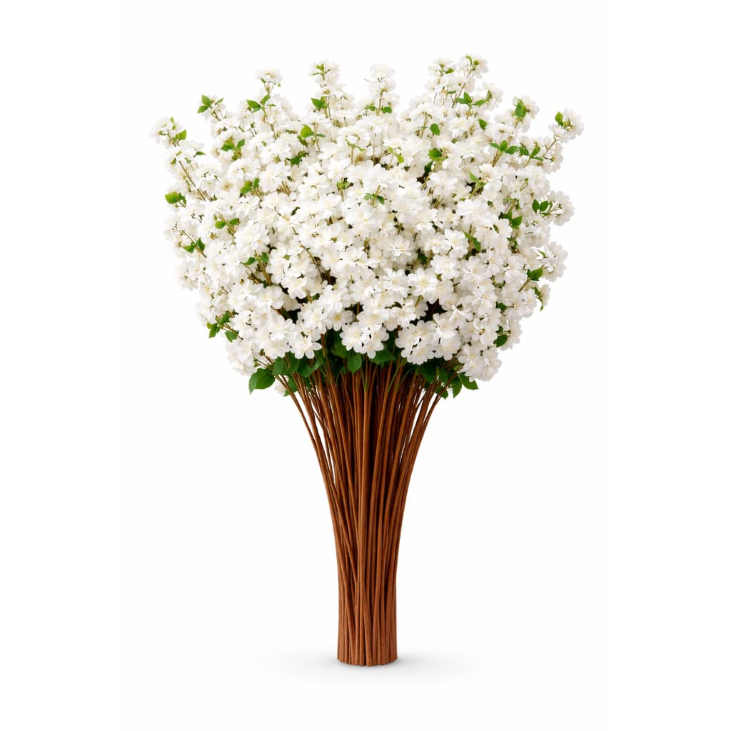 100 Galhos Flor Branca De Cerejeira Pessegueiro Decoração