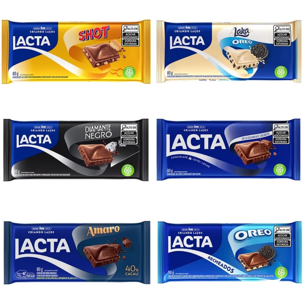 Barra de Chocolate Lacta | Escolha o Sabor