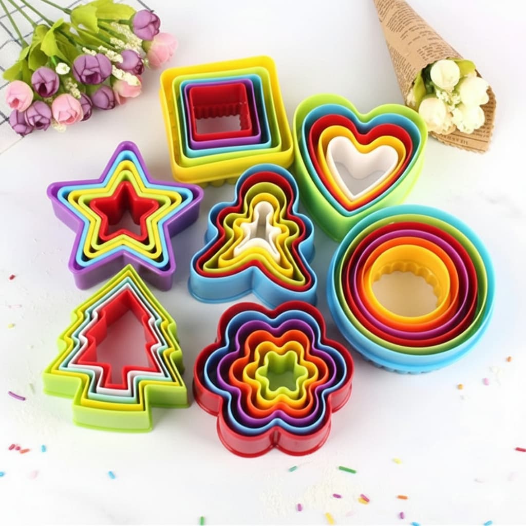 Cortador de Biscoito C/5 Peças Molde Confeitaria Cookies Silver Chef