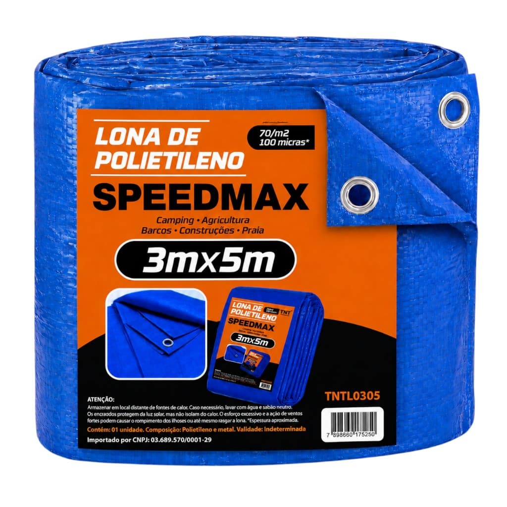 Lona 5x3 Mt Azul Impermeavel Telhado Multiuso em Polietileno