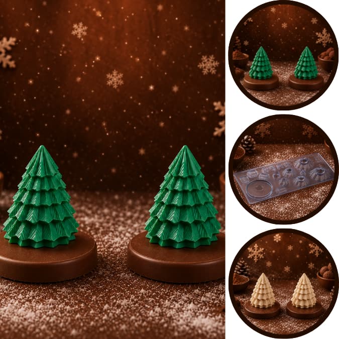 1~5 Forma Placa Textura e Modelagem Para Chocolate ÁRVORE NATAL 3D–CÓD P859. Para Festas  (Porto) (CHOCO)