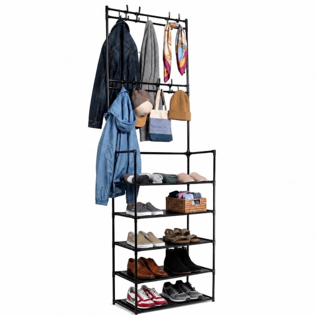 Sapateira e Cabideiro Versátil Closet 5 Andares Organizadora Multiuso Rack Estante - Castela