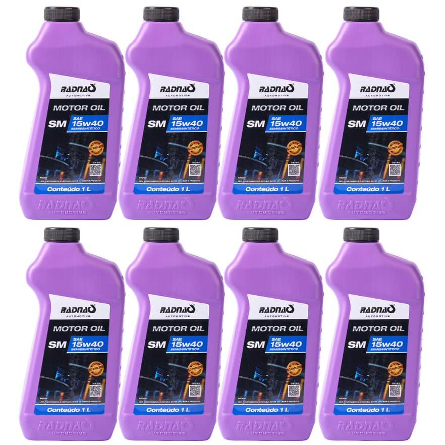 Kit 8L Óleo De Motor 15W40 API SM Semissintético Radnaq 1 Litro