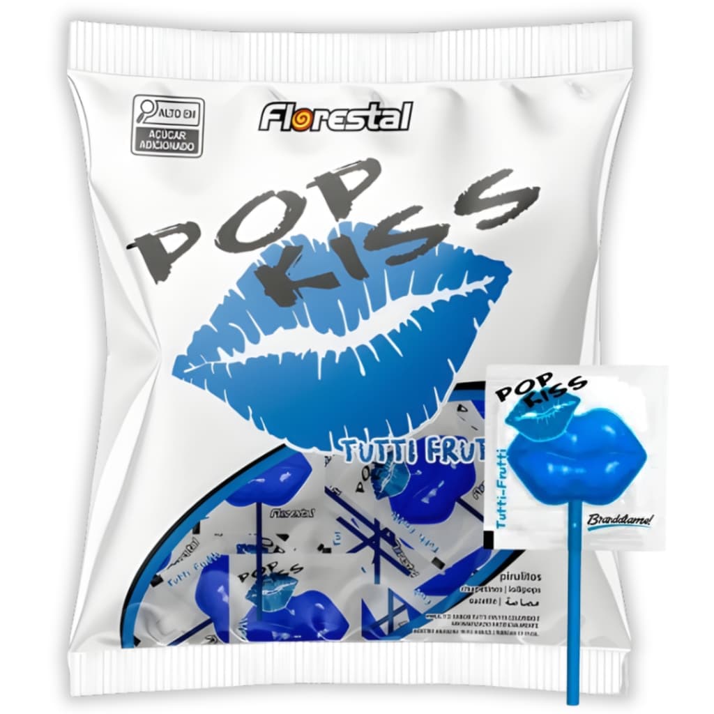 Pirulito Pop Kiss Tutti-Frutti C/50 Unidades 500g Florestal