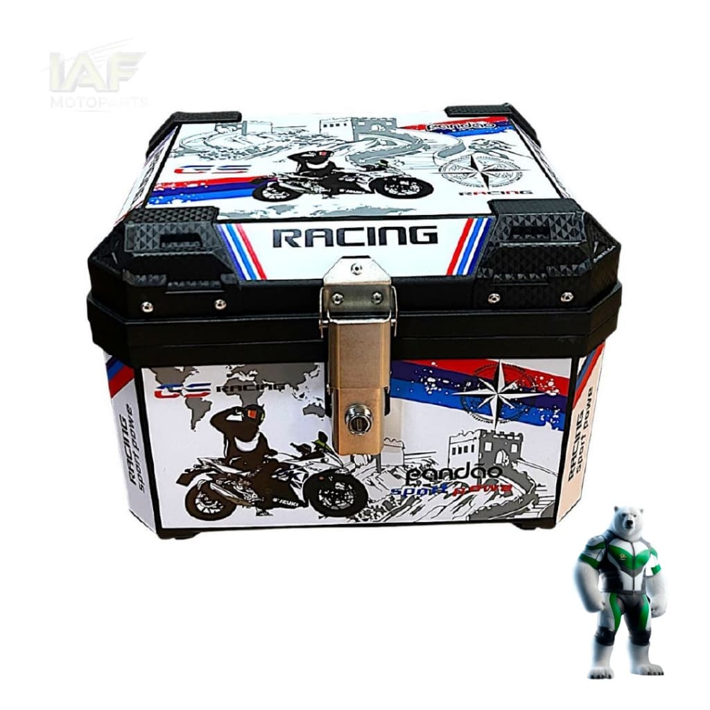 Baú Bauleto para Moto 45 litros Universal Base Kit Fixação Completo Trava Anti Furto