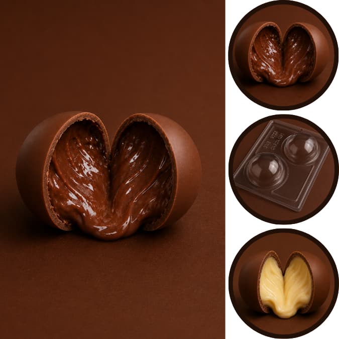 KIT Formas BWB - Brigadeirão Gigante - 9725 - Esfera de 90mm e 10353 - Cupcake Gigante (CHOCO)
