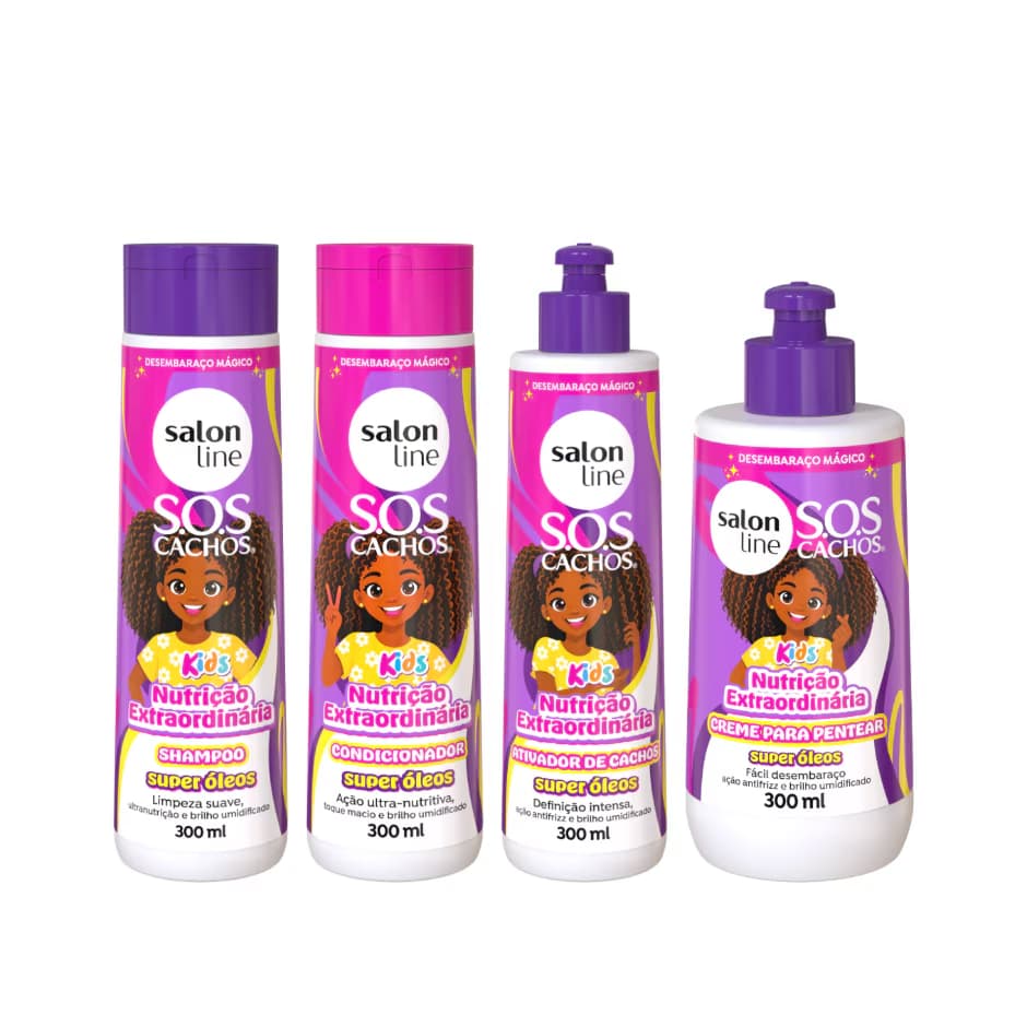 Kit para Cachinhos Nutridos com SOS Cachos Kids Super Óleos