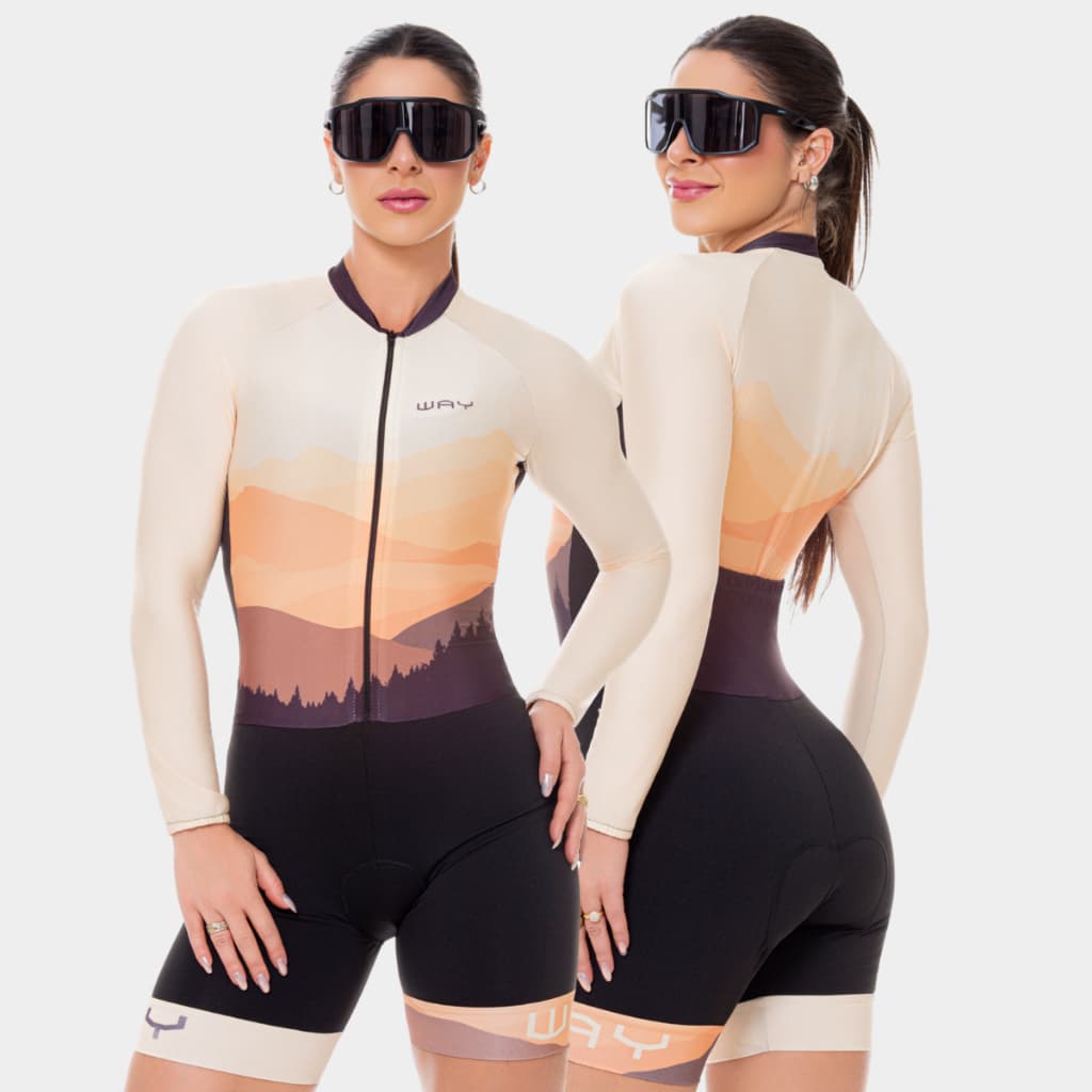 Macaquinho Ciclismo Feminino Macacão Forro Gel Alta Densidade D100 Inverno Acolchoado Roupa Bike MTB