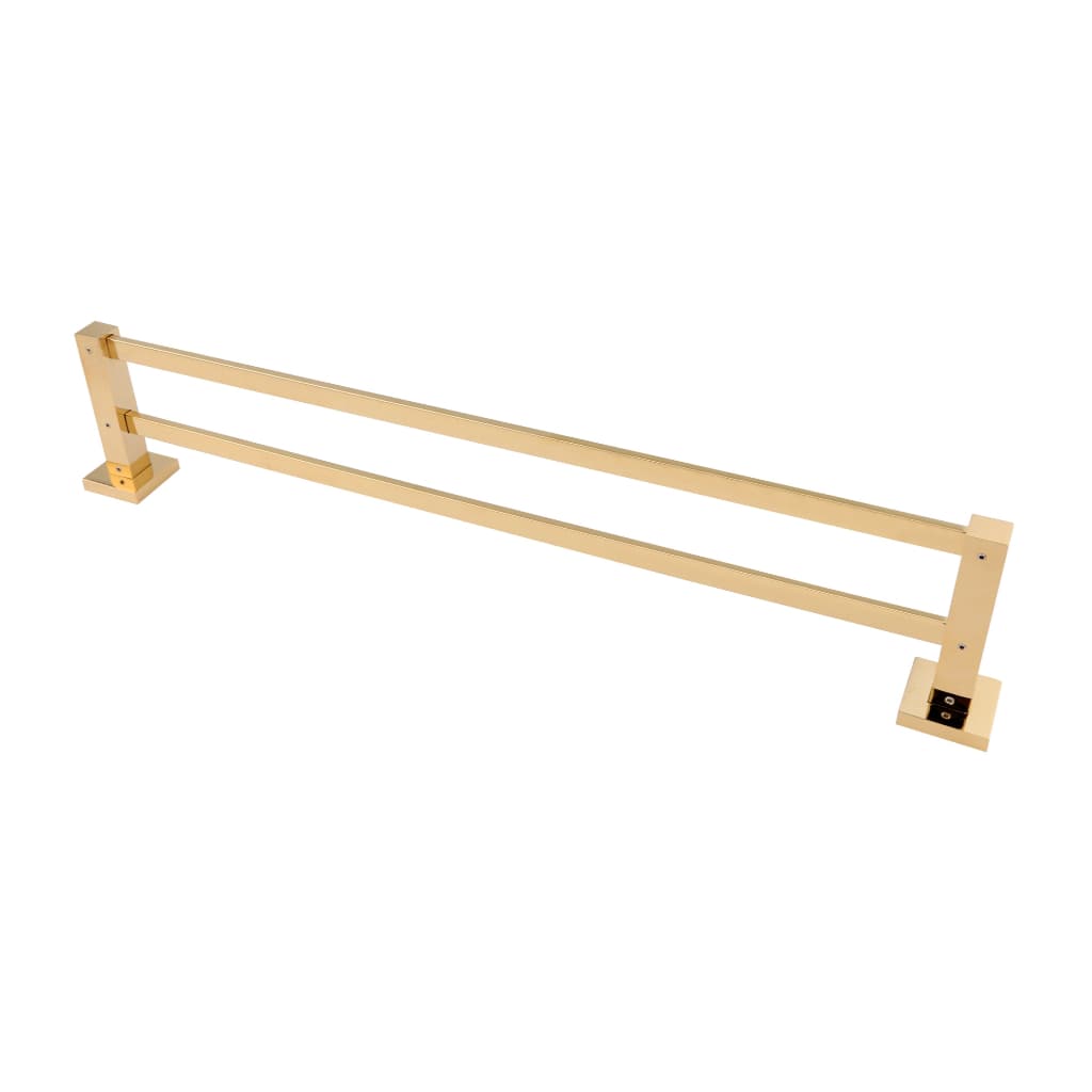 Suporte Porta Toalha Banho Duplo Banheiro Inox Dourado Gold