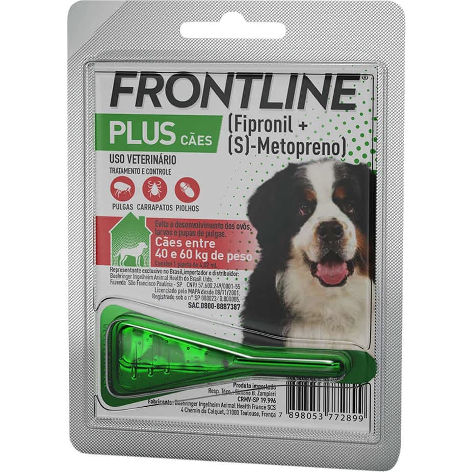 Frontline Plus para Cães de 40 a 60 Kg - 1 Pipeta - 4,02 mL