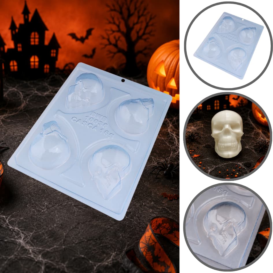 1~4 Forma BWB Silicone 3 Partes Chocolate Crânio Médio COD -10036 (CHOCO)