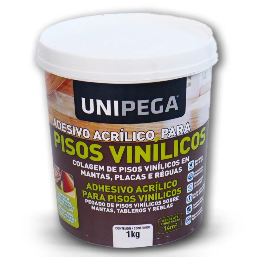 Adesivo Cola Para Piso Vinílico 804 1Kg Unipega Alta Fixação Instalação Profissional Pisos Adesivos