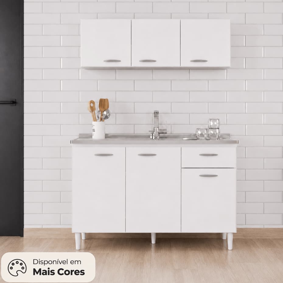Cozinha Compacta 6 Portas 1 Gaveta sem Pia Chic Poquema