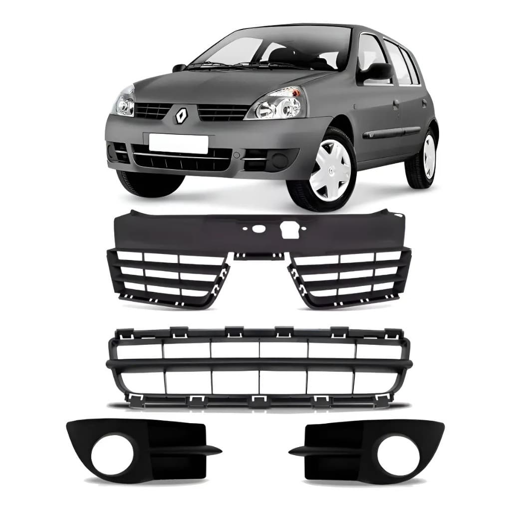 Kit Grade Dianteira Clio 2006 07 08 09 10 11 2012 Com Furo