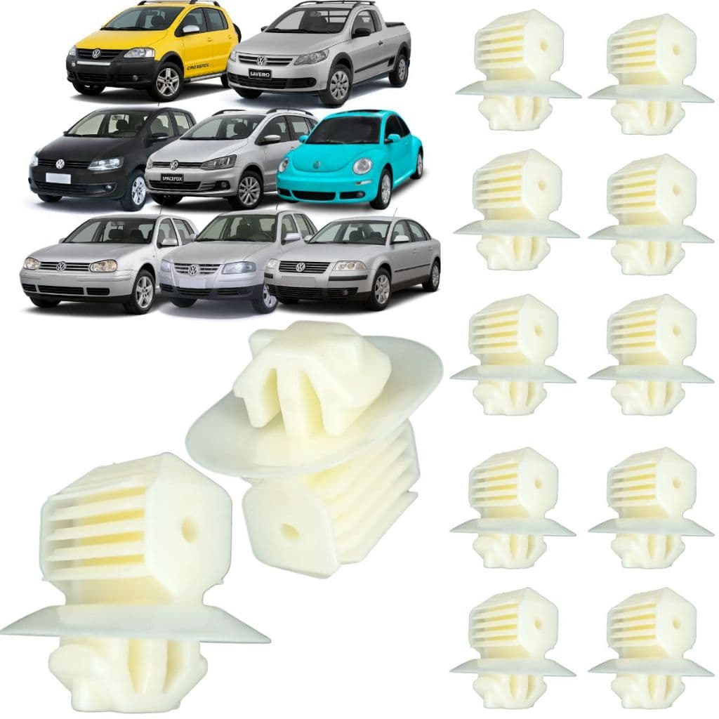 Kit 12 Grampo Presilha Coluna Interna Para VW Gol Saveiro Parati Golf Passat Fox Bora New Beetle