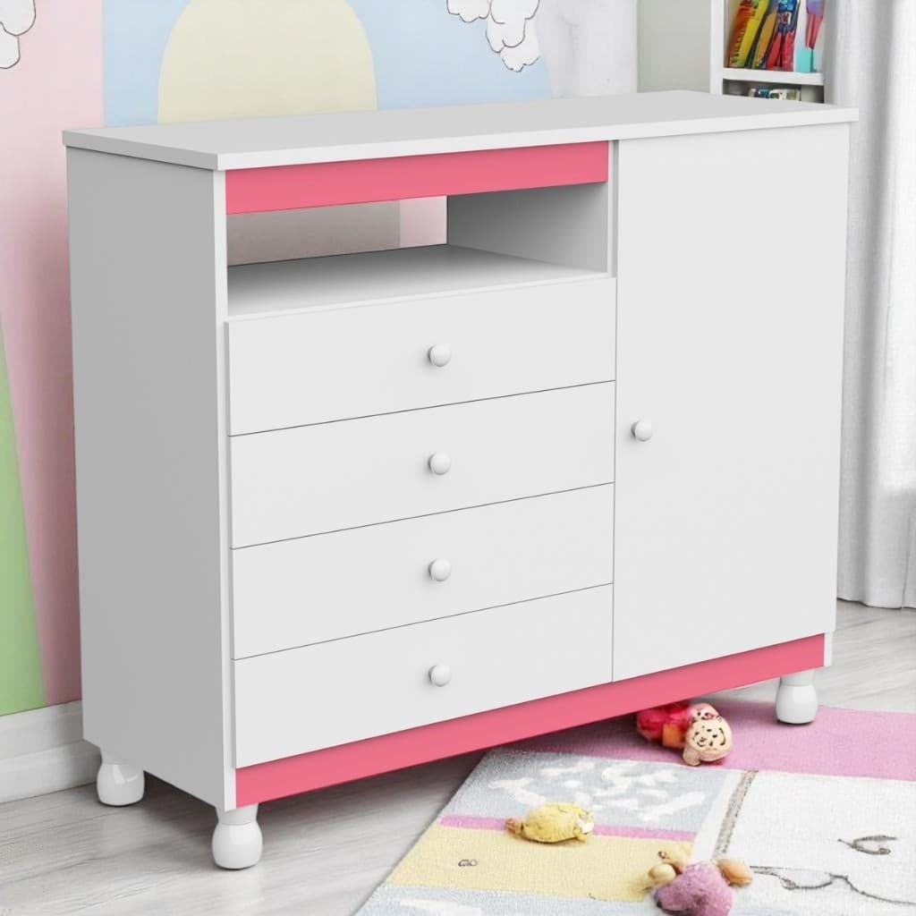 Cômoda Organizadora  Roupas com trocador Gavetas Gaveteiro Quarto Bebe Baby Multiuso  Pés Regulagem
