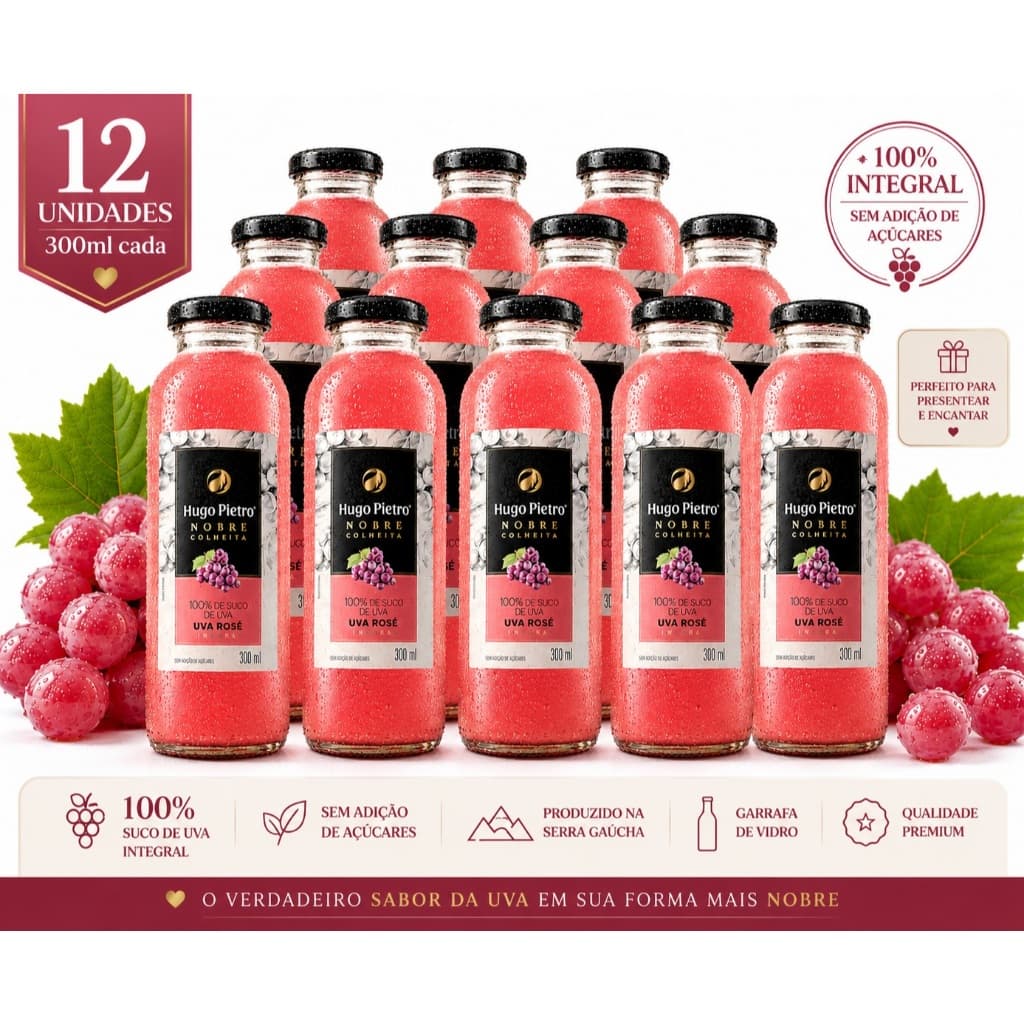 Suco de uva Rose 100% Uva Hugo Pietro Nobre Colheita 300 ml