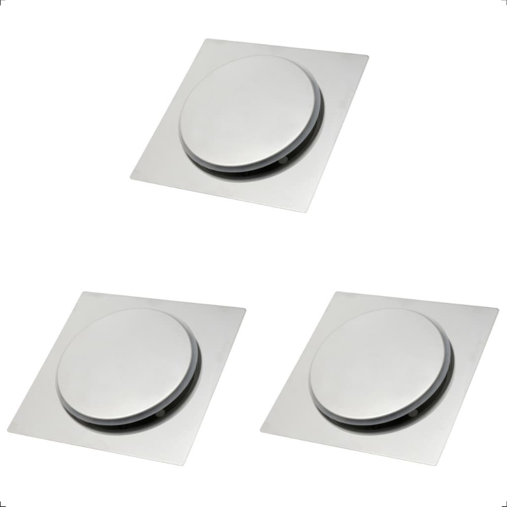 Kit 3 Ralo Click 10x10 Quadrado Inteligente Banheiro Metal